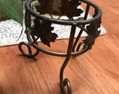 Vintage Small Bronze Metal Plant Stand Grape Leaves Napa Valley Wine Country