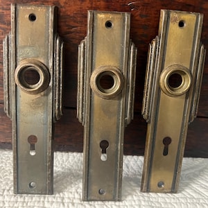 Lot of Three Antique Vintage Door Knob Plates Brass Bronze Escutcheon Hardware from San Francisco Painted Ladies