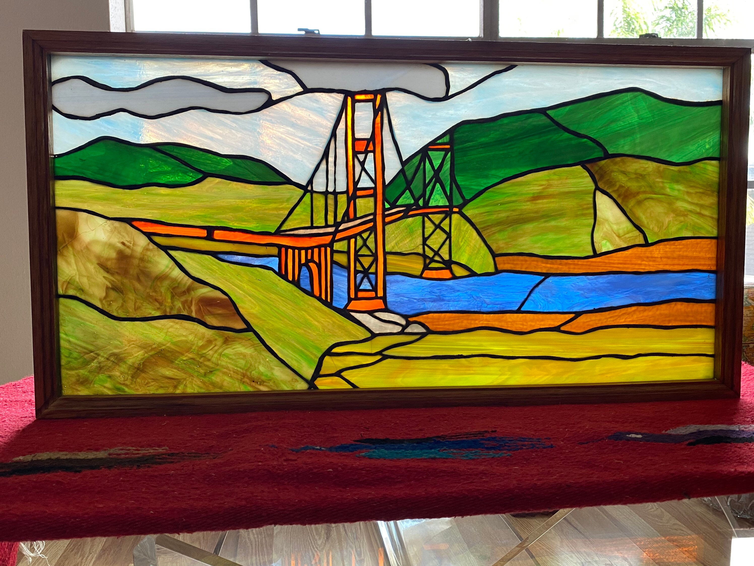 Vintage Framed Stained Glass Golden Gate Bridge Etsy