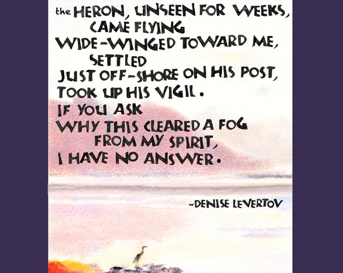 Card T028 The Heron -- Denise Levertov