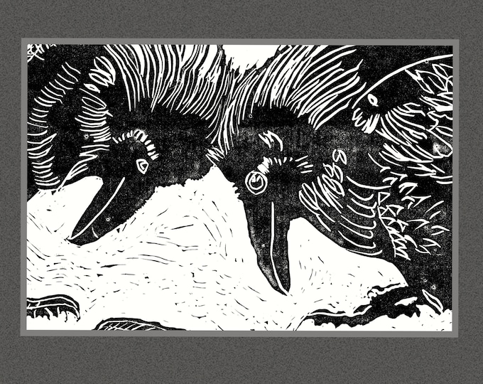 Card R001 Ravens Search -- block print (no words)