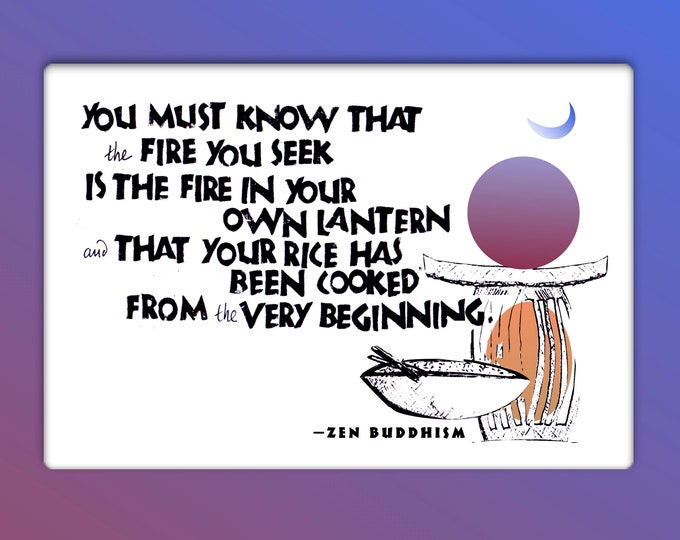 Card Y017 Fire and Rice -- Zen Buddhism