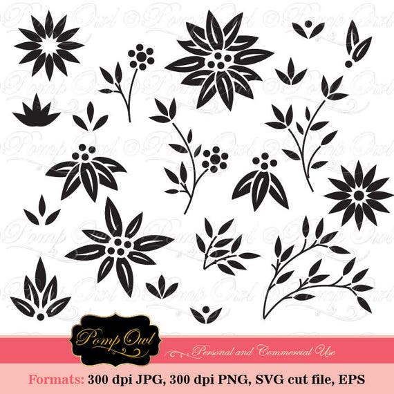 Download Flowers Clipart Flourish Nature Digital Clip Art Die Cuts Jpg Png Svg Eps Vector File Floral Embellishment Decoration Supply Po00007 1g X