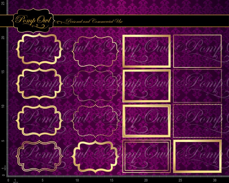 Instant Download Gold Frames Digital Clipart Fancy Beautiful Etsy