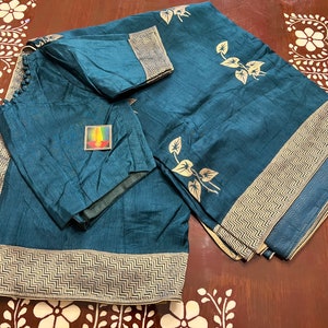Beautiful New Moonga Silk Saree with designer stitched blouse, Indian designer Saree, gift for her, blouse size 34-44 inches chest