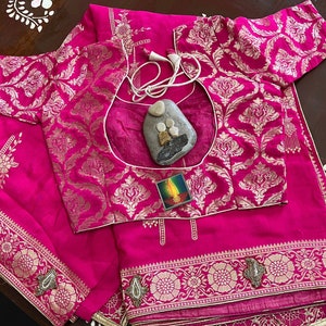 New Designer Silk Saree, Pink Silk Saree, blouse Banarasi brocade blouse stitched , party wear Saree.