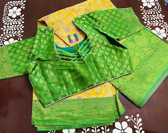 Beautiful light weight Soft Silk Saree with zari border, gift for her,Banarasi soft Silk saree, blouse size fits perfectly 34-44inches chest