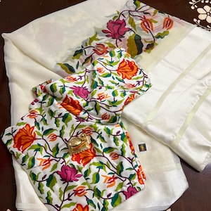 New Designer wear saree with stitched blouse,giftforher