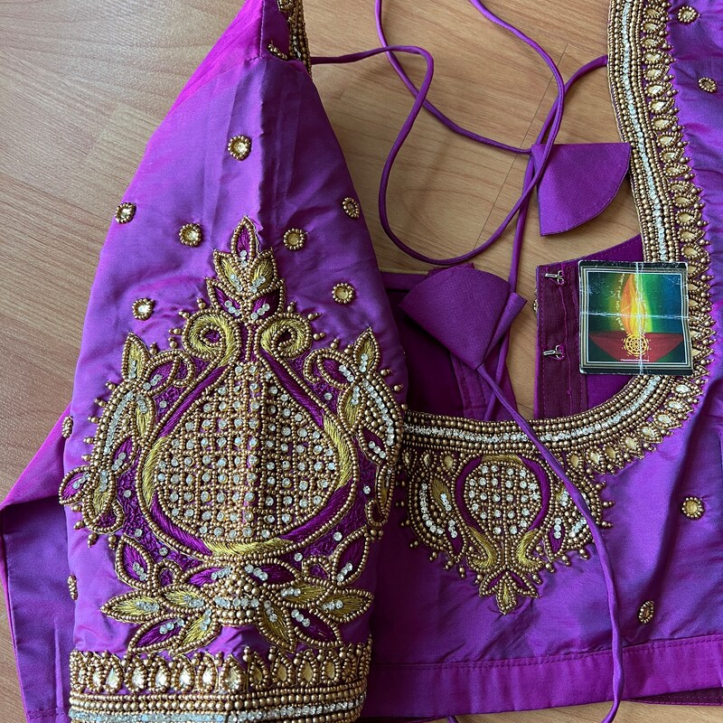 Lavendar with Violet Semi Silk Saree With Hand Work Blouse Combo main image 0