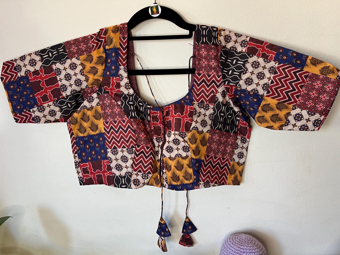 Khadi cotton with stitched Bollywood style
Blouse