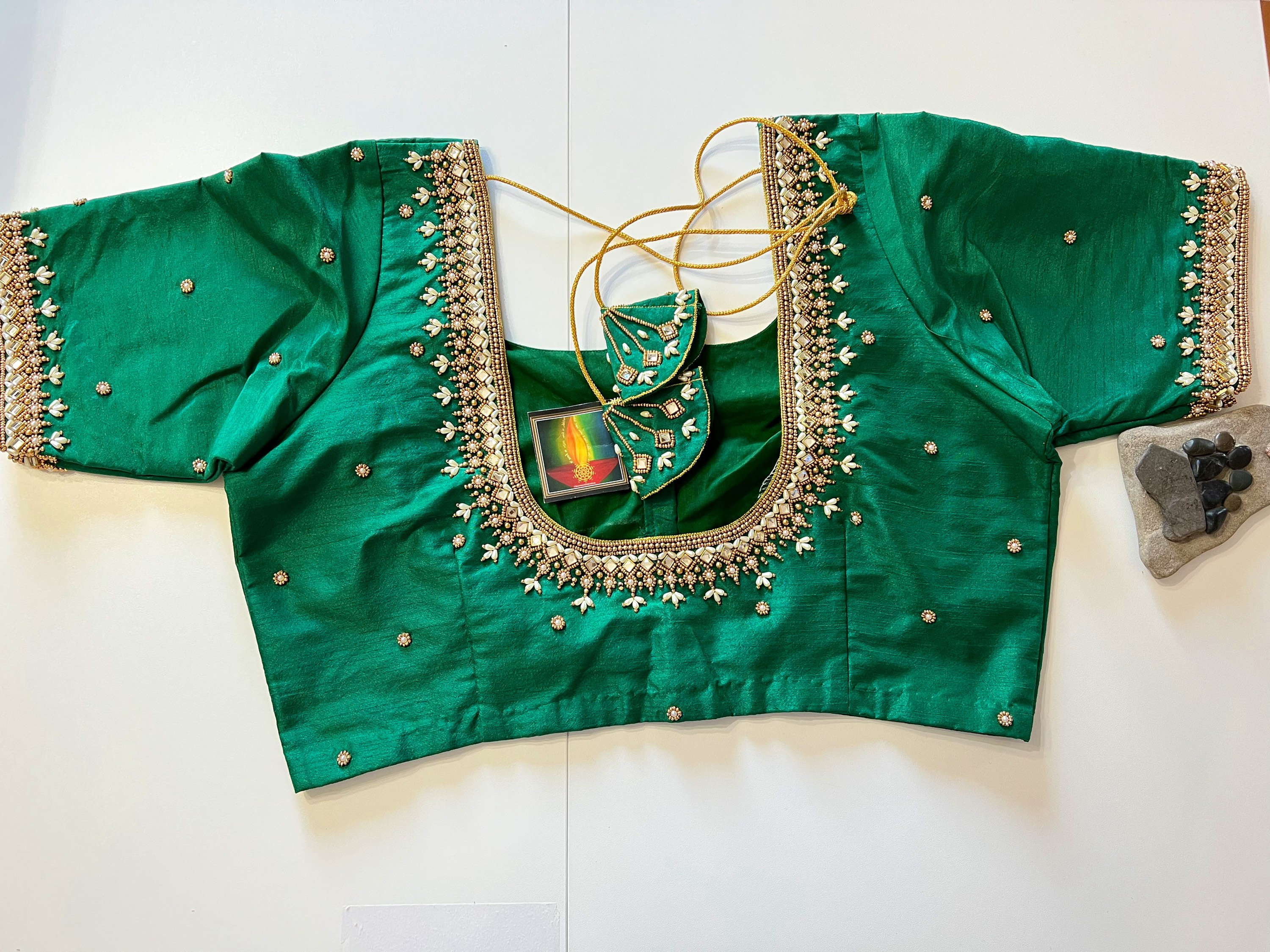 Pine Green Yellow Red Black Ajrakh Hand Block Printed Cotton Blouse Fa –  InduBindu, image size:3000x2250