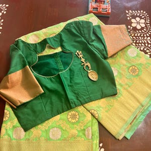 Beautiful New Green Moonga Silk Saree,Zari weaving, designer stitched blouse, Indian designer Saree, gift for her, blouse size 34-44 inches