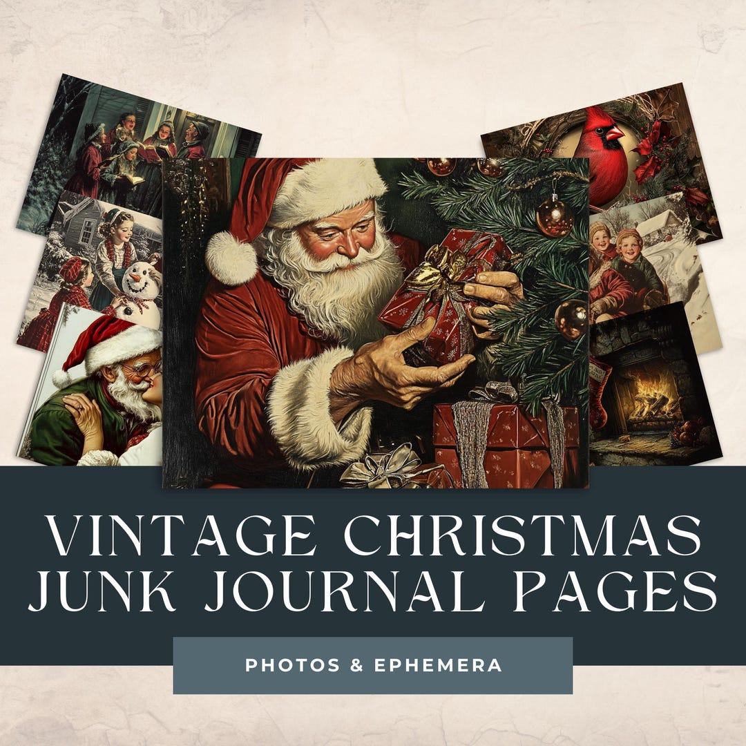 Vintage Christmas Junk Journal Kit | 100+ Digital Pages | Ephemera ...