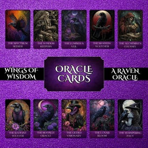 Wings of Wisdom: A Raven Oracle Deck - 44 Digital Download Cards with Guidebook