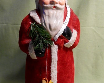 Large 12" West Germany Santa Candy Container - German, Papier-mache