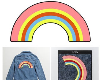 Rainbow Colorful Large Embroidered Iron On Sticker Patch Good Gals Collection