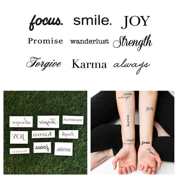 Quotes Set Temporary Tattoo Set of 9 | Etsy Tattify Inspirational Typography