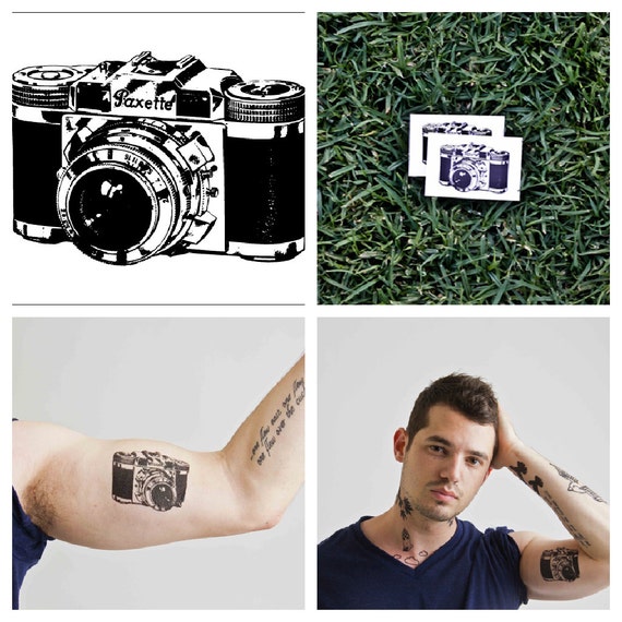 Vintage Camera Temporary Tattoo Set Of 2