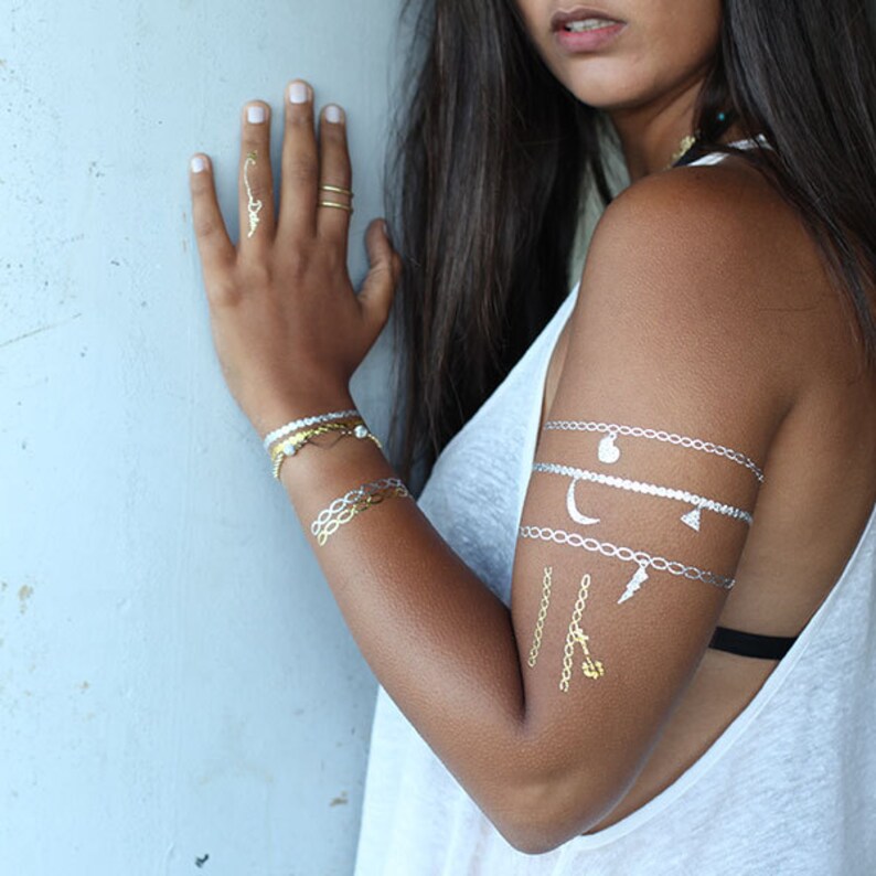 Metallic Jewelry Temporary Tattoo Pack Charmed Set of 2 Etsy