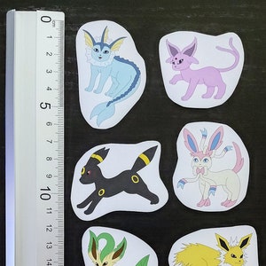 Eeveelution Pokemon Autocollant coloré Matte Hand Cut Kawaii Gamer Gift Eevee Sylveon Umbreon