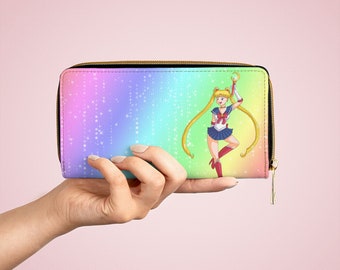 Sailor Moon Rainbow Shine Colorful Zipper Wallet Kawaii Anime Fan Gift Idea