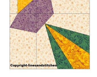 Prairie Flower Paper Piecing Quilt Block Pattern (PDF)