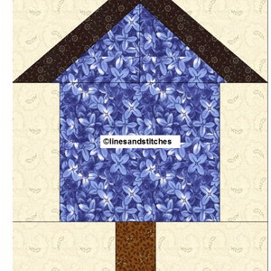 Bird House Paper Piecing Quilt Block Pattern (PDF)