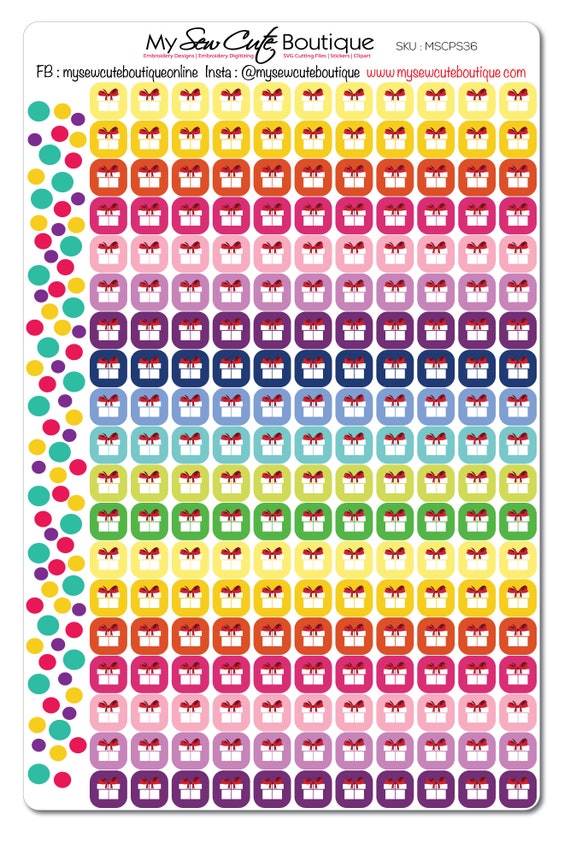 Mini Birthday Planner StickersRainbow Birthday StickersMSCPS-36