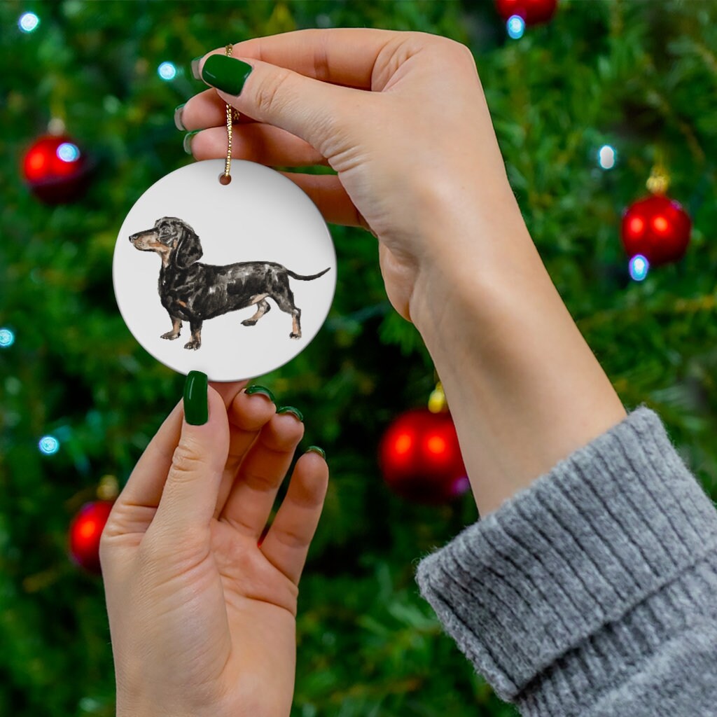 Dachshund Christmas Ornament – Personalized Ceramic Dog Decoration...