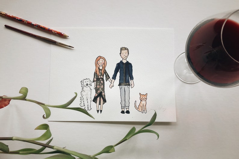 Custom Couple Illustration, Watercolor Painting image 4