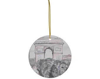 Arc de Triumph Pink Paris collection- Ceramic Christmas Ornaments