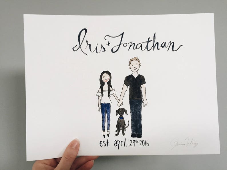 Custom Couple Illustration, Watercolor Painting image 3