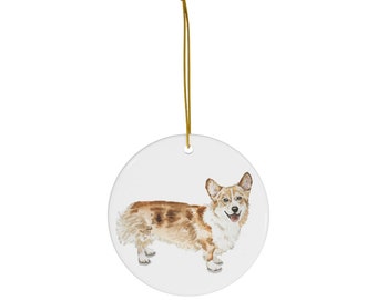 Corgi watercolor- Ceramic Ornaments