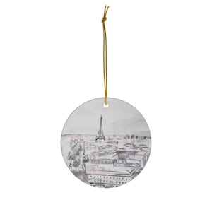 Eiffel Tower Paris watercolor Ceramic Ornaments image 1