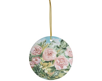 Garden floral watercolor- Ceramic Ornaments