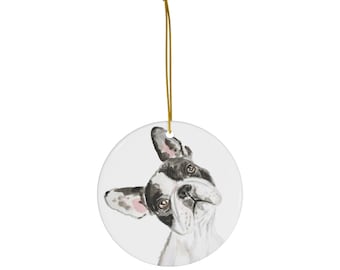 French bulldog watercolor- Ceramic Ornaments