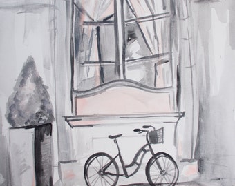 Pink Paris Bicycle, art prints