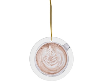 Latte lover watercolor- Ceramic Ornaments