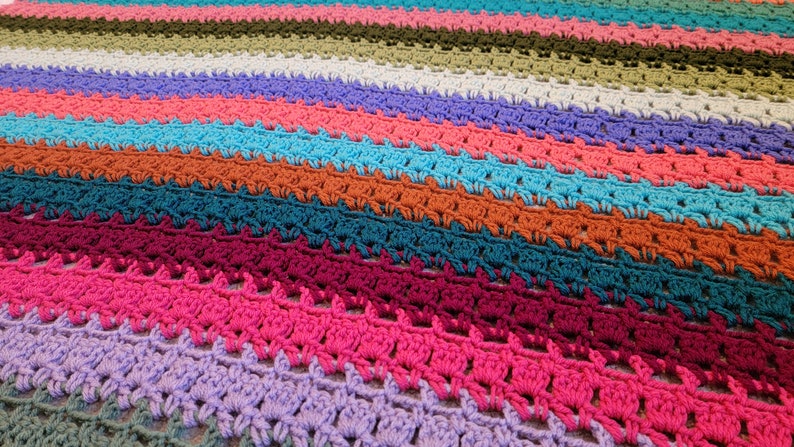 Crochet Blanket Pattern PDF Candy Stripes Blanket Handmade - Etsy