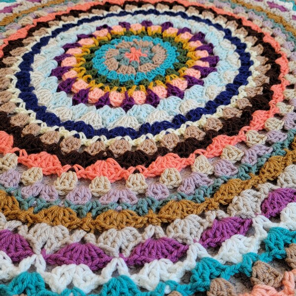 Circle Of Hope Afghan - Handmade Afghans, Crocheted Afghans, Crocheted Blankets, Crochet Afghans, Crochet Blankets, Throws, Round, Color