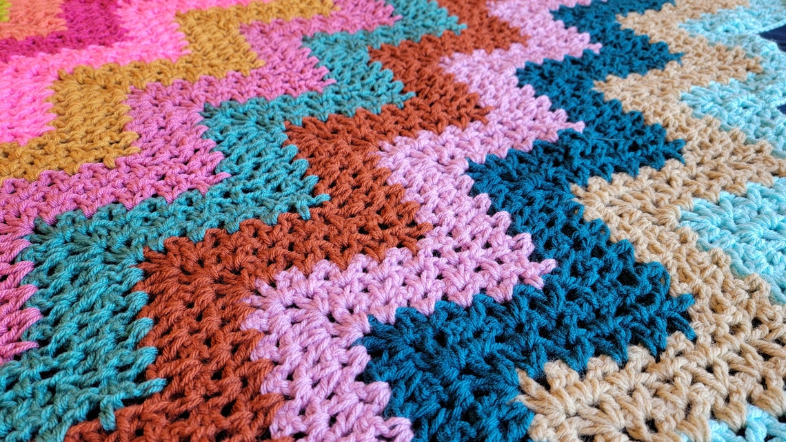 Peaks & Valleys Blanket Handmade Afghans Crocheted Afghans Etsy