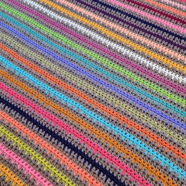 Crochet Blanket Pattern PDF - Spikes & Stripes Crochet Afghan - Crochet Blankets, Crochet Afghans, Handmade Afghan, Handmade Blanket, Throws