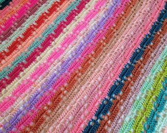 Shimmer Spirit Crochet Throw Blanket – Handmade Filet Lace Afghan