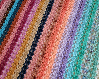 Handmade Crochet Afghan – Colorful Textured Lace Blanket