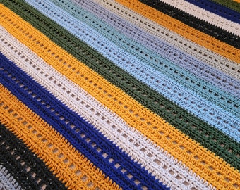 Blocks & Stripes Afghan - Handmade Afghans, Crocheted Afghans, Crocheted Blankets, Crochet Afghans, Crochet Blankets, Throws, Striped, Color