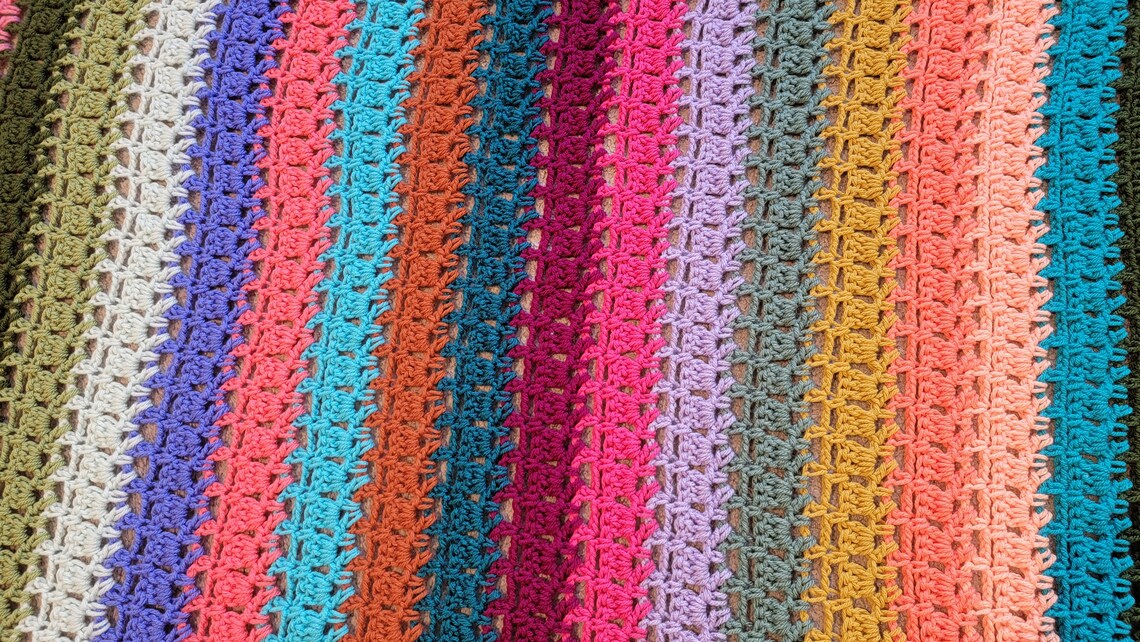 Crochet Blanket Pattern PDF Candy Stripes Blanket Handmade Etsy