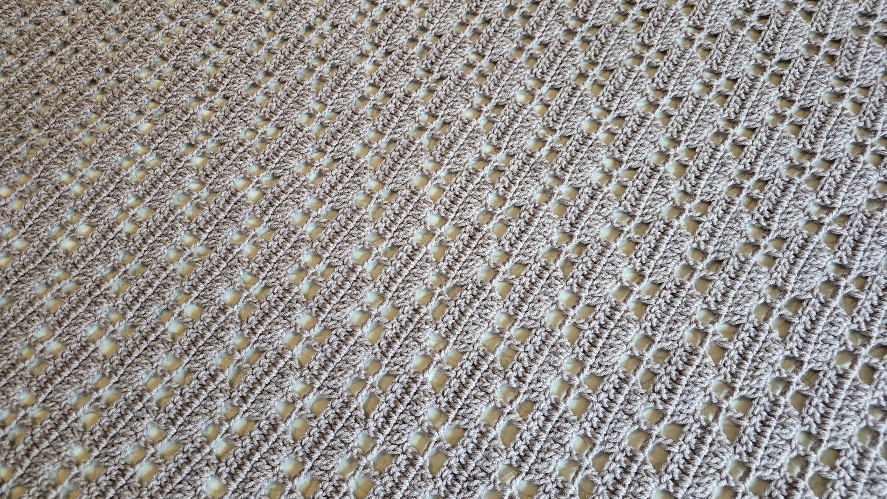 HANDMADE BLANKET - Window Pane Crochet Blanket - Handmade Afghans, Crocheted Afghans, Crocheted Blankets, Crochet Afghans,Crochet Blankets