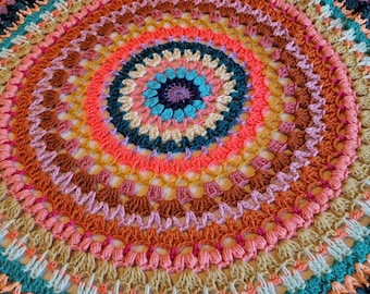 Hot Shot Crochet Afghan Pattern – Colorful Circle Blanket (PDF Pattern)