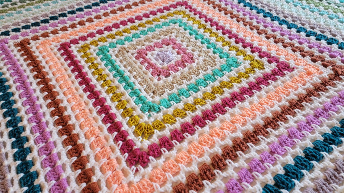 Tea Time Crochet Afghan Handmade Afghans, Crocheted Afghans, Crocheted Blankets, Crochet Afghans, Crochet Blankets, Throws,Colorful,Cute image 1