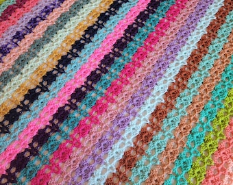 Handmade Lace Crochet Afghan – Colorful Throw Blanket